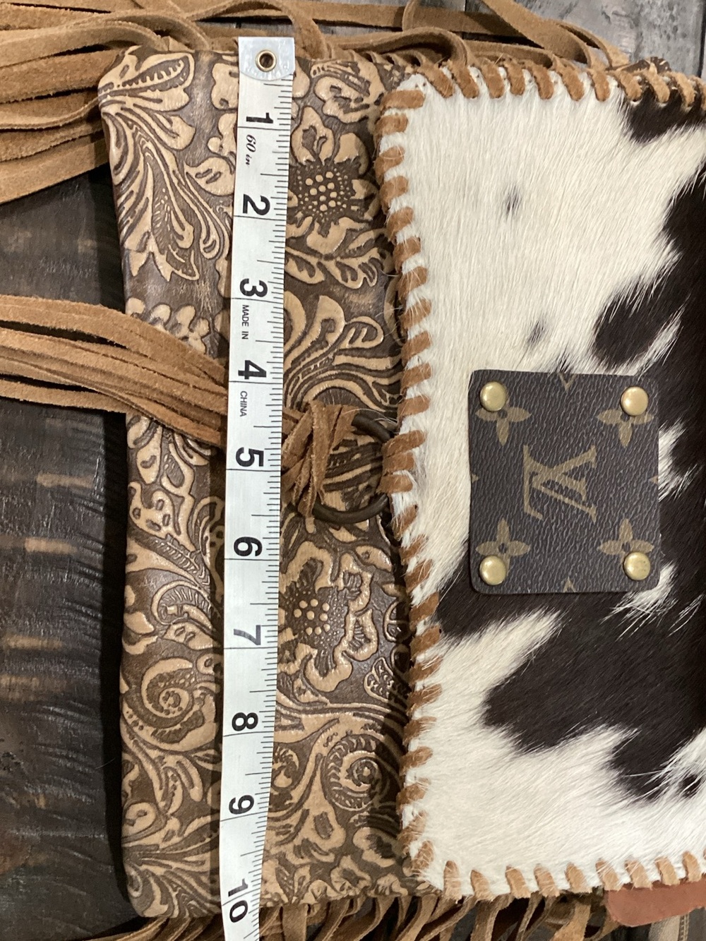 Myra Bag Brown and Cream with Fringe Crossbody - Picture 4 of 6